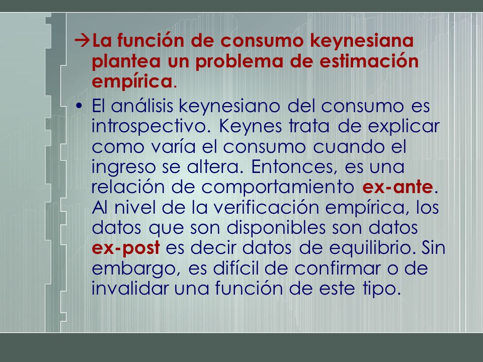 La función de consumo keynesiana plantea un problema de estimación empírica.
