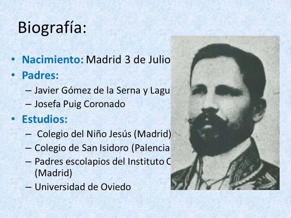 Biografía: Nacimiento: Madrid 3 de Julio de 1888 Padres: Estudios: