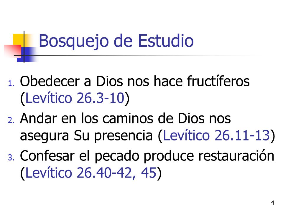 Bosquejo de Estudio Obedecer a Dios nos hace fructíferos (Levítico )