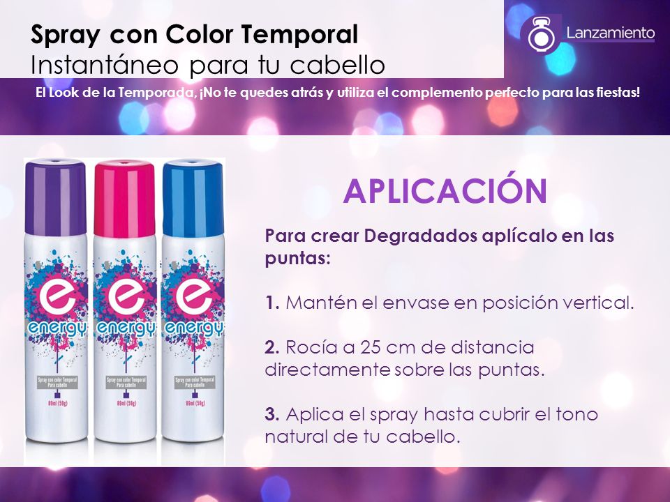 APLICACIÓN Spray con Color Temporal Instantáneo para tu cabello