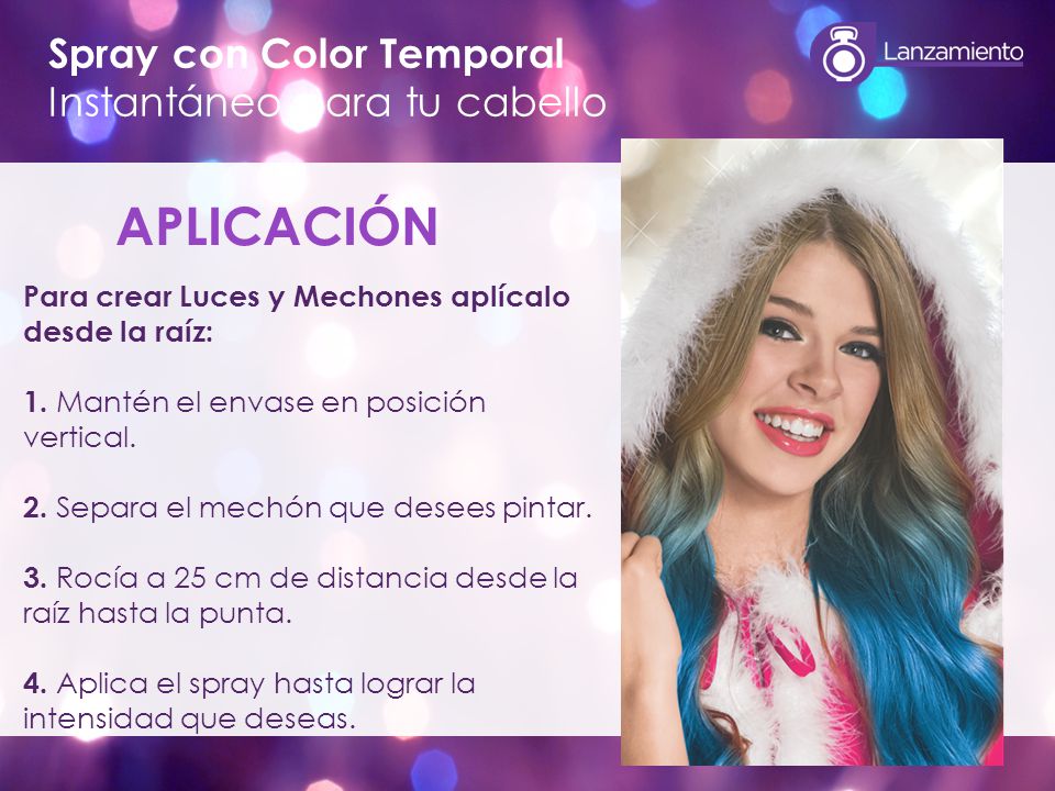 APLICACIÓN Spray con Color Temporal Instantáneo para tu cabello