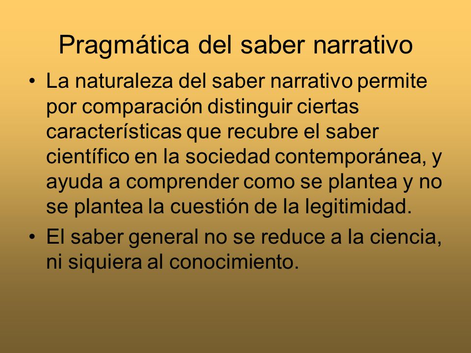 Pragmática del saber narrativo