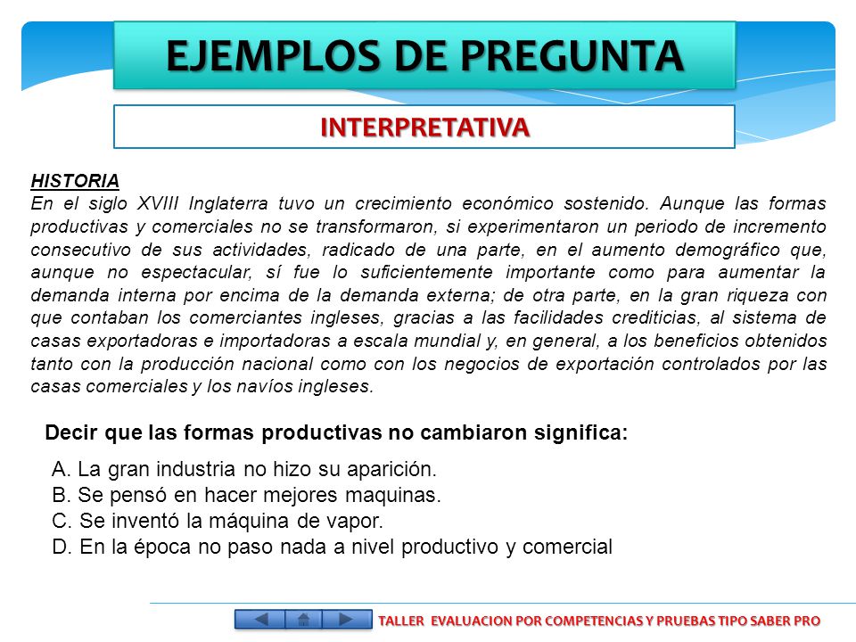 TALLER EVALUACION POR COMPETENCIAS Y PRUEBAS TIPO SABER PRO