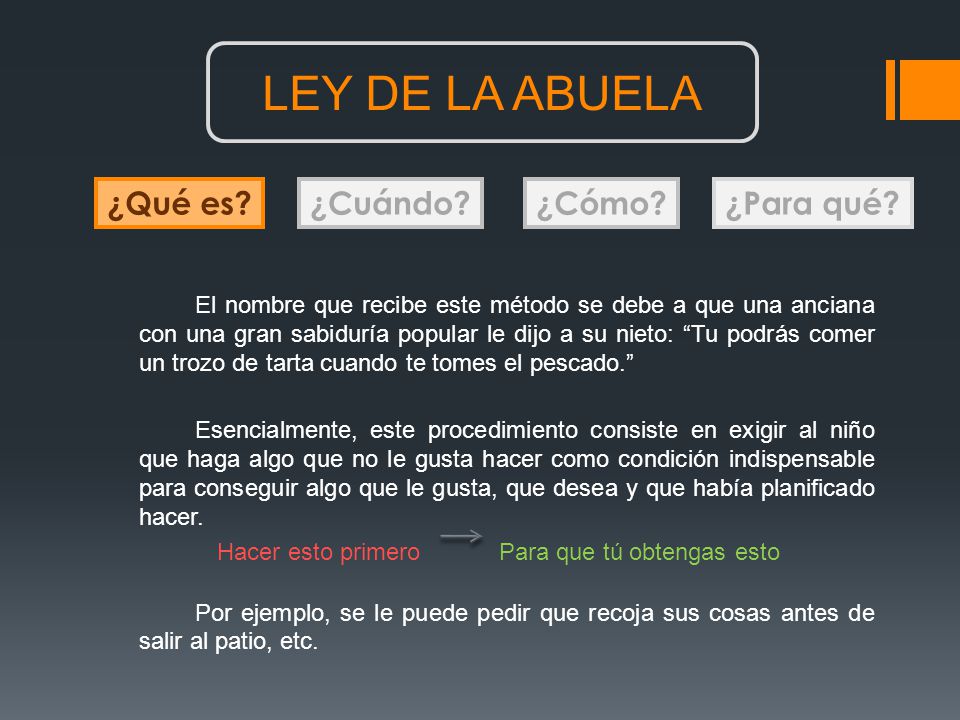 LEY DE LA ABUELA ¿Qué es ¿Cuándo ¿Cómo ¿Para qué