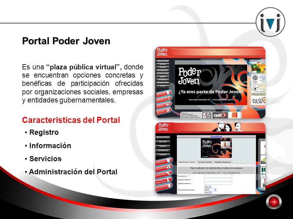 Portal Poder Joven Características del Portal Registro Información