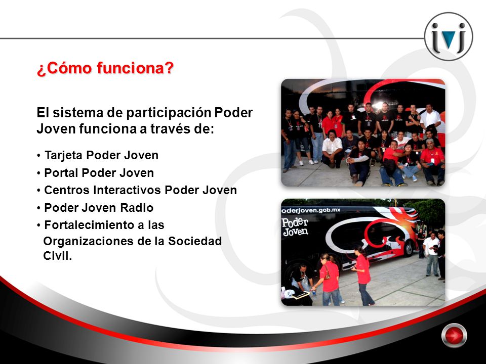 ¿Cómo funciona El sistema de participación Poder Joven funciona a través de: Tarjeta Poder Joven.