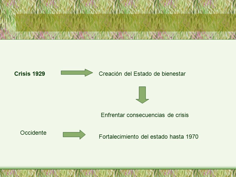 Crisis 1929 Creación del Estado de bienestar. Enfrentar consecuencias de crisis.