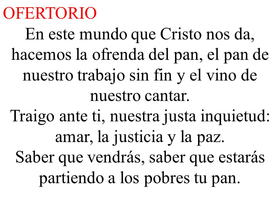 Traigo ante ti, nuestra justa inquietud: amar, la justicia y la paz.