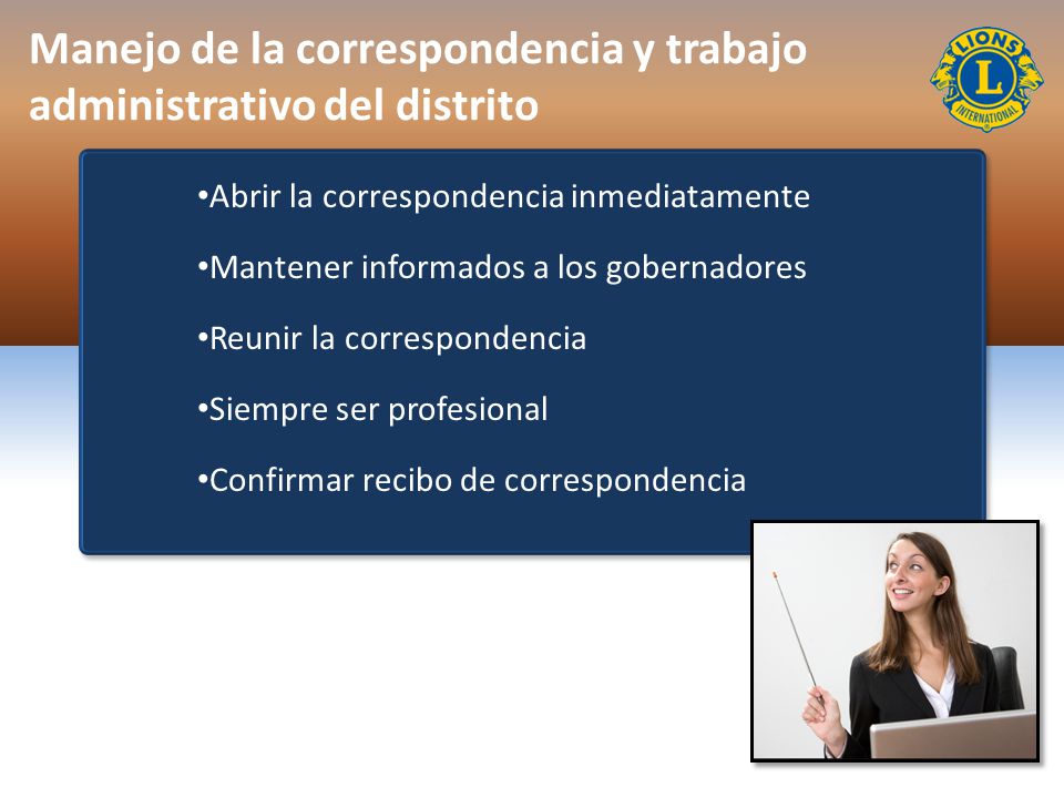 Manejo de la correspondencia y trabajo administrativo del distrito