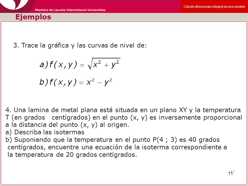 Ejemplos 3. Trace la gráfica y las curvas de nivel de: