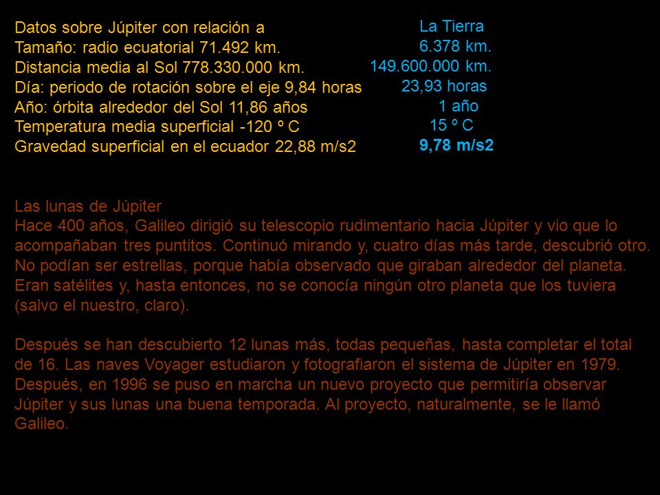 Datos sobre Júpiter con relación a Tamaño: radio ecuatorial km