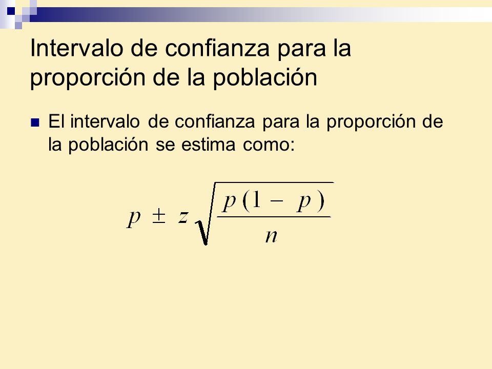 Intervalo de confianza para la proporción de la población