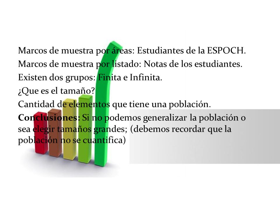 Marcos de muestra por áreas: Estudiantes de la ESPOCH.