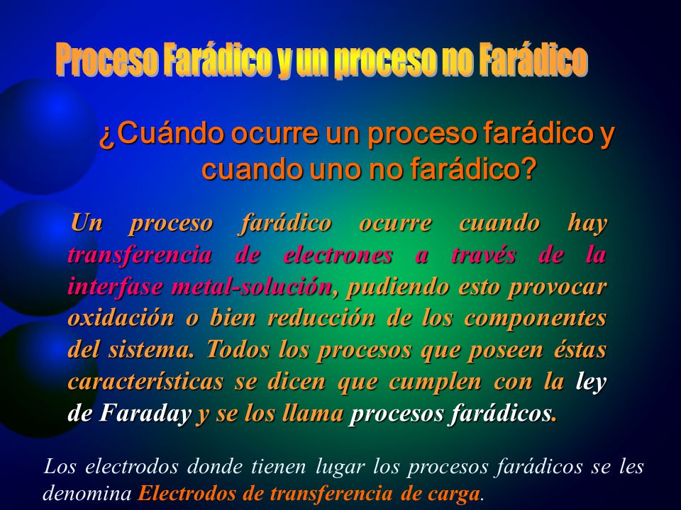 ¿Cuándo ocurre un proceso farádico y cuando uno no farádico