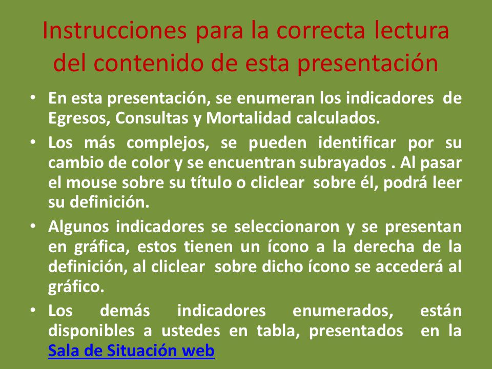 Instrucciones para la correcta lectura del contenido de esta presentación