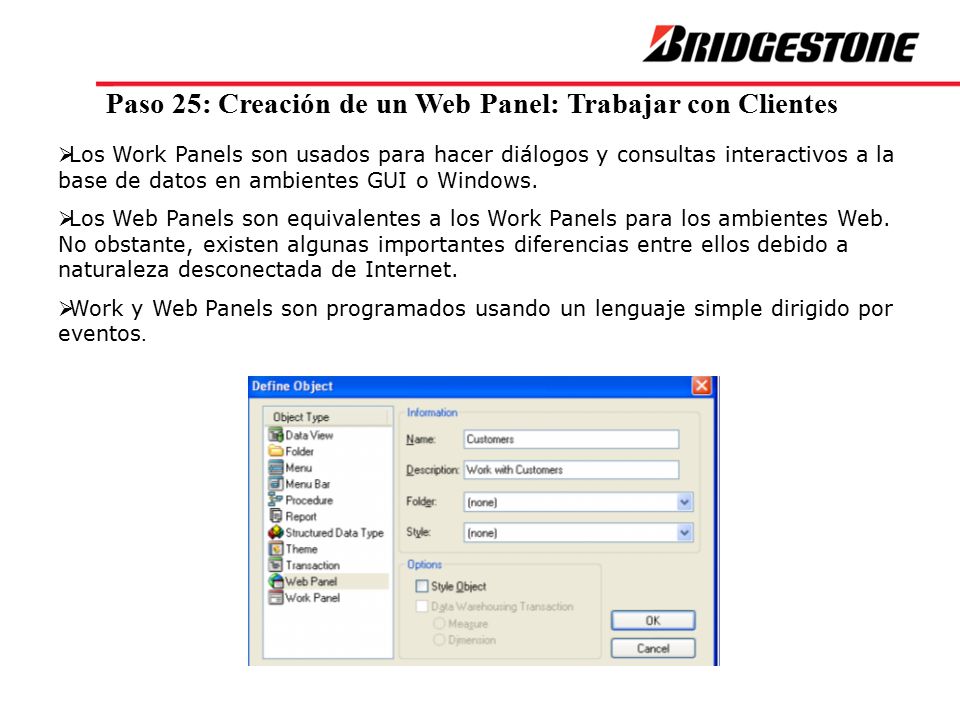 Paso 25: Creación de un Web Panel: Trabajar con Clientes