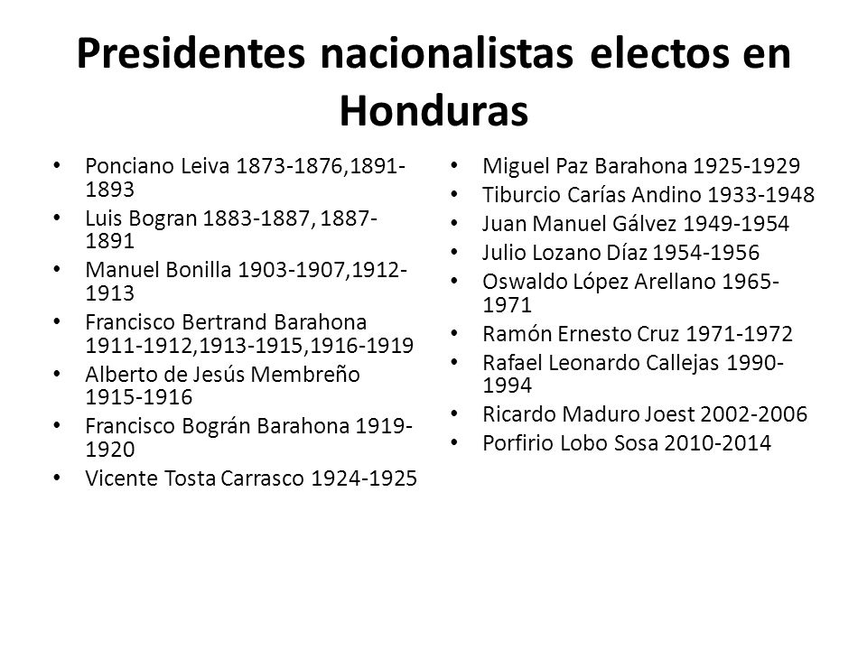 Presidentes nacionalistas electos en Honduras