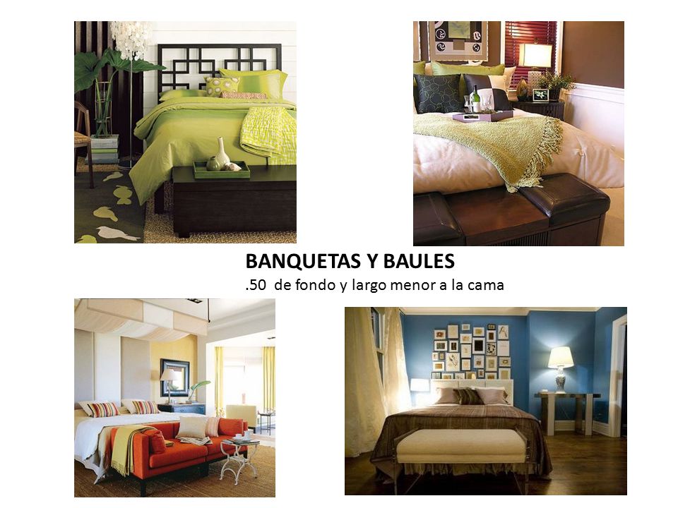 BANQUETAS Y BAULES .50 de fondo y largo menor a la cama