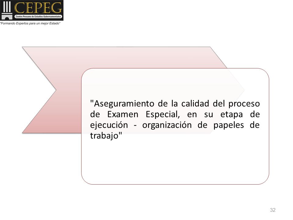 Aseguramiento de la calidad del proceso de Examen Especial, en su etapa de ejecución - organización de papeles de trabajo