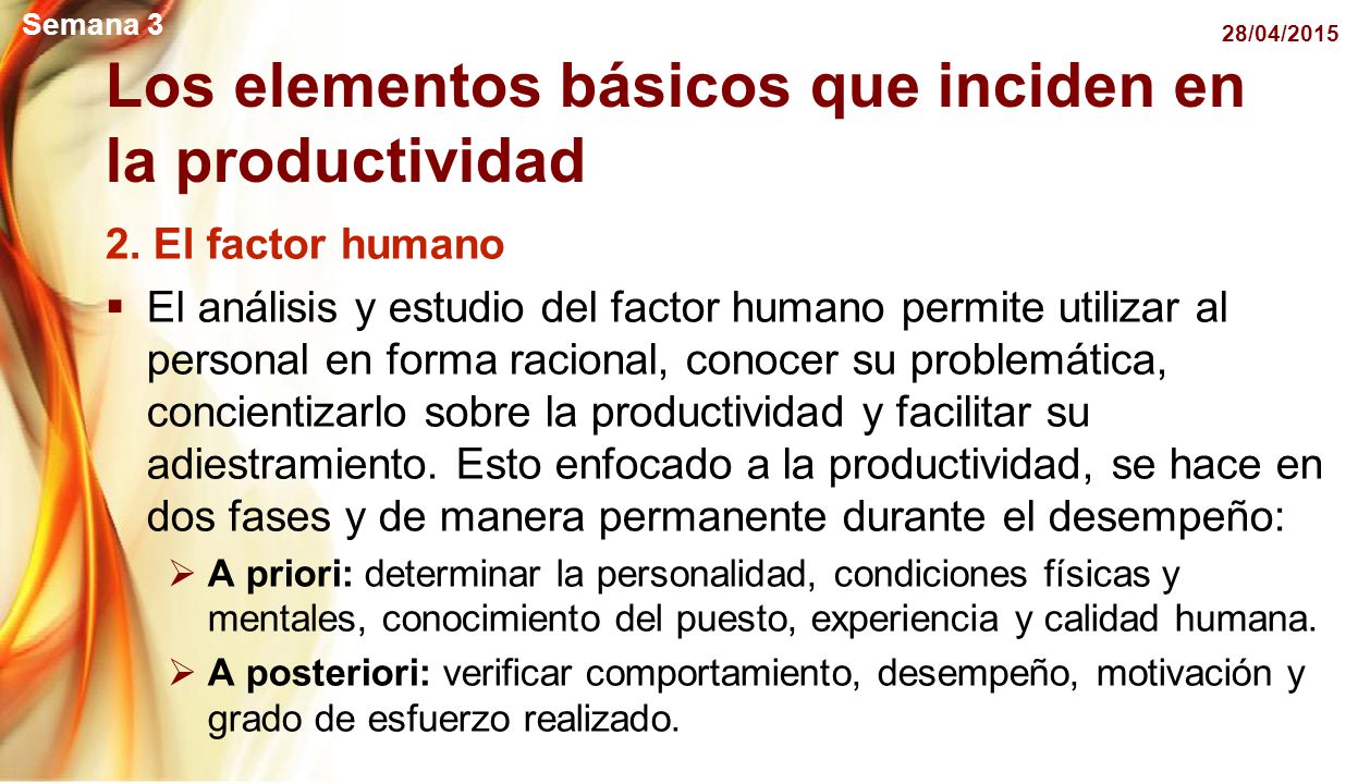 Los elementos básicos que inciden en la productividad