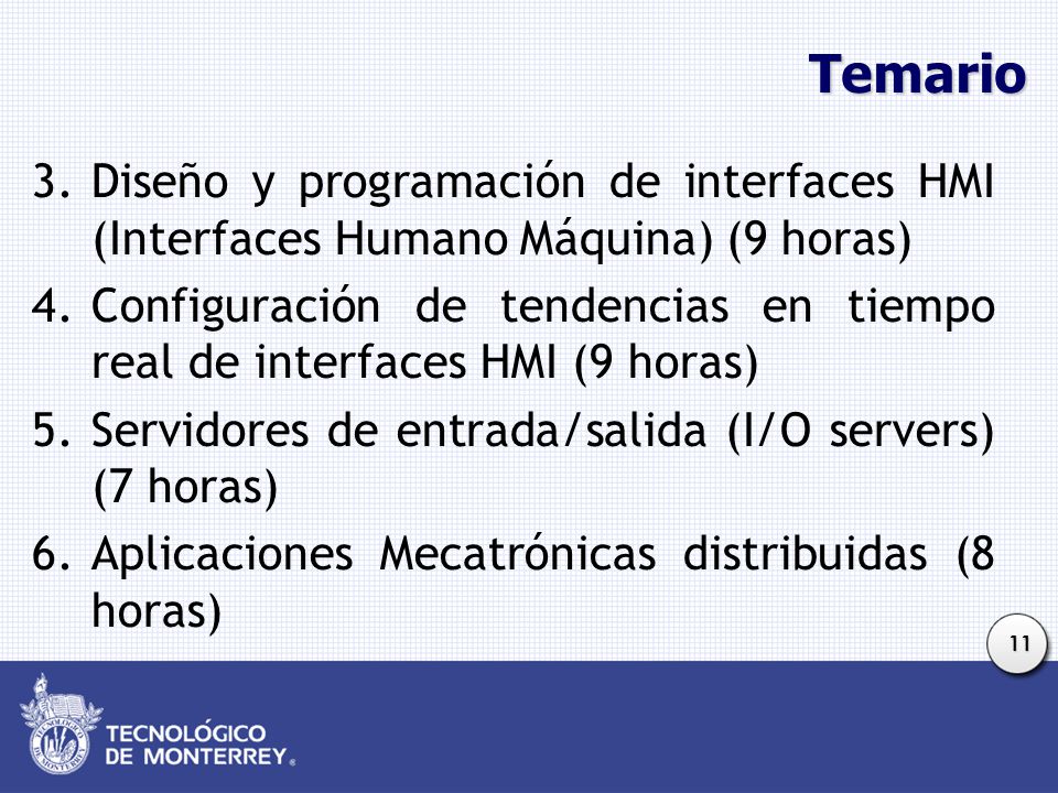 Temario Diseño y programación de interfaces HMI (Interfaces Humano Máquina) (9 horas)