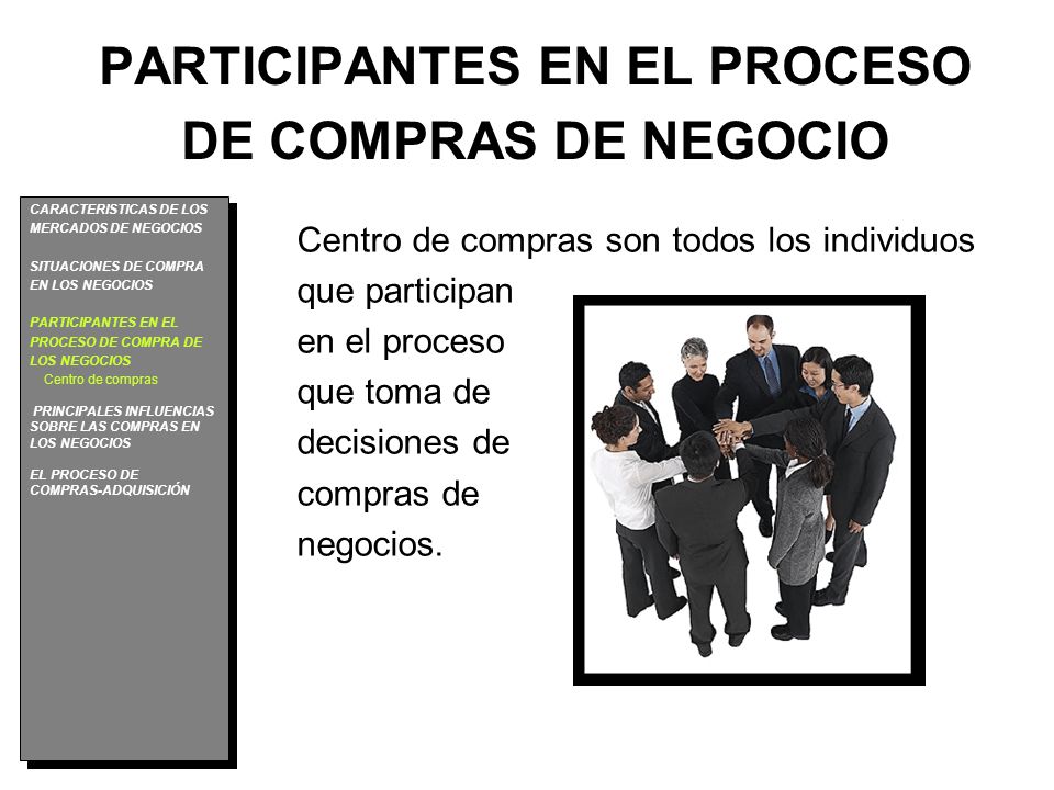 PARTICIPANTES EN EL PROCESO DE COMPRAS DE NEGOCIO