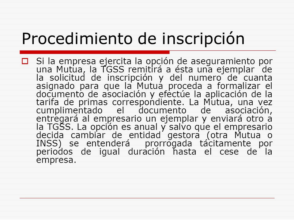 Procedimiento de inscripción