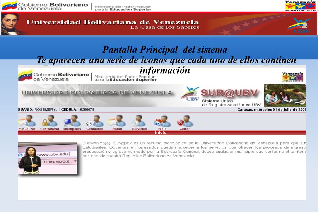 Pantalla Principal del sistema