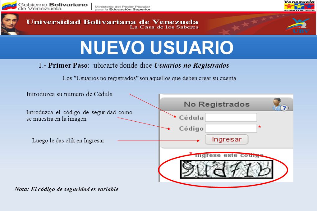 Los Usuarios no registrados son aquellos que deben crear su cuenta