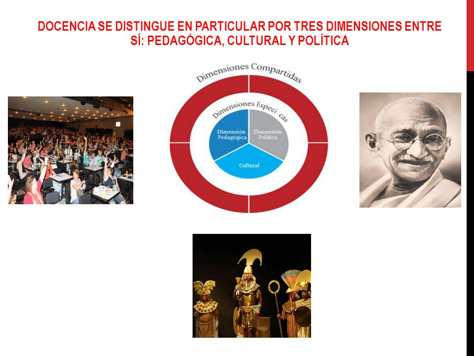 DOCENCIA SE DISTINGUE EN PARTICULAR POR TRES DIMENSIONES ENTRE SÍ: PEDAGÓGICA, CULTURAL Y POLÍTICA