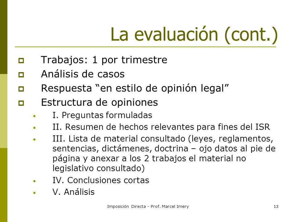 Imposición Directa - Prof. Marcel Imery