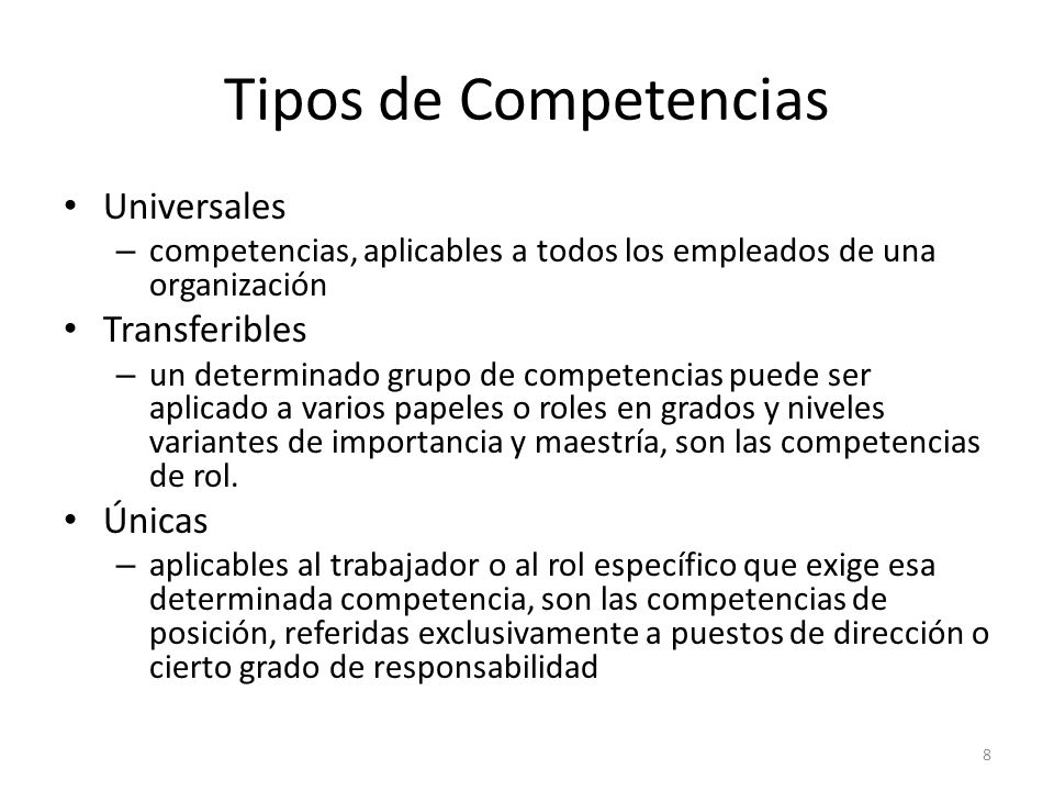Tipos de Competencias Universales Transferibles Únicas