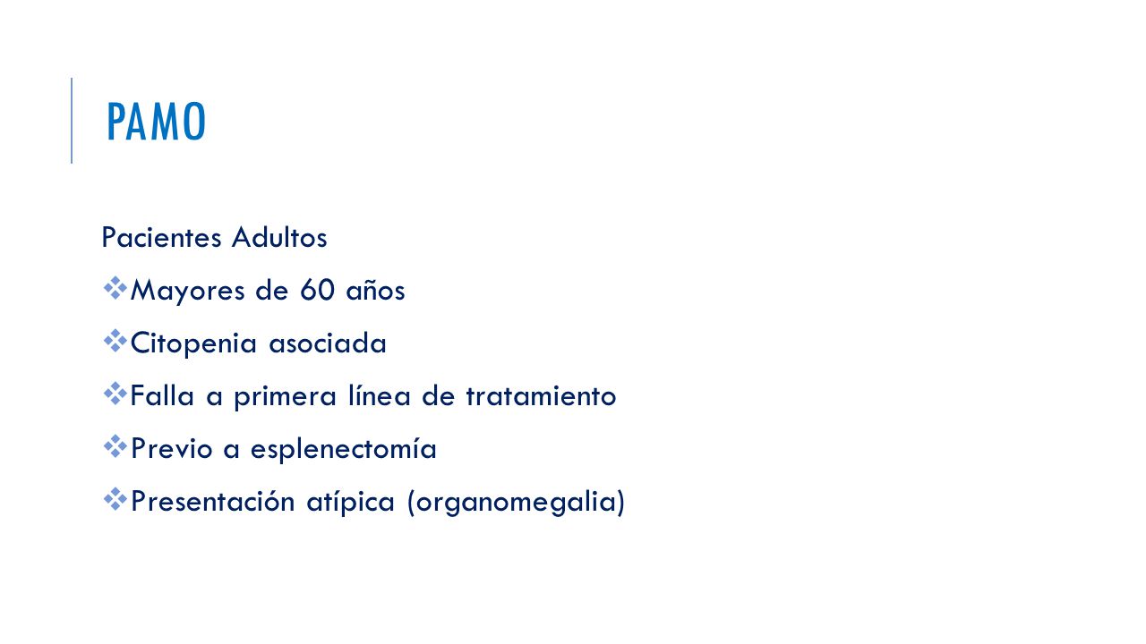 pamo Pacientes Adultos Mayores de 60 años Citopenia asociada