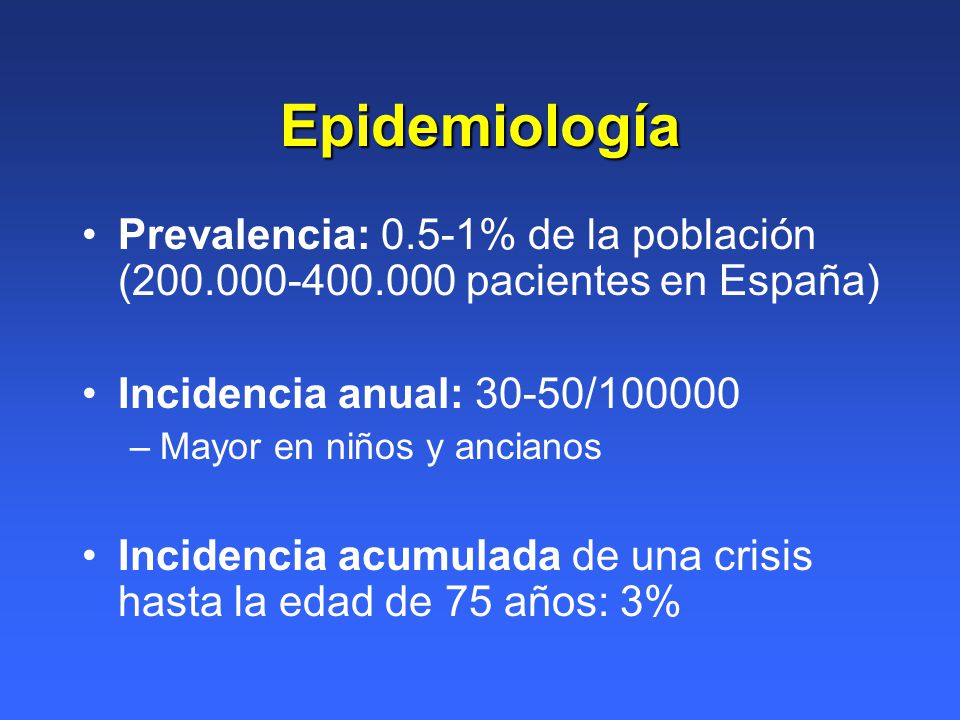 Epidemiología Prevalencia: 0.5-1% de la población ( pacientes en España) Incidencia anual: 30-50/