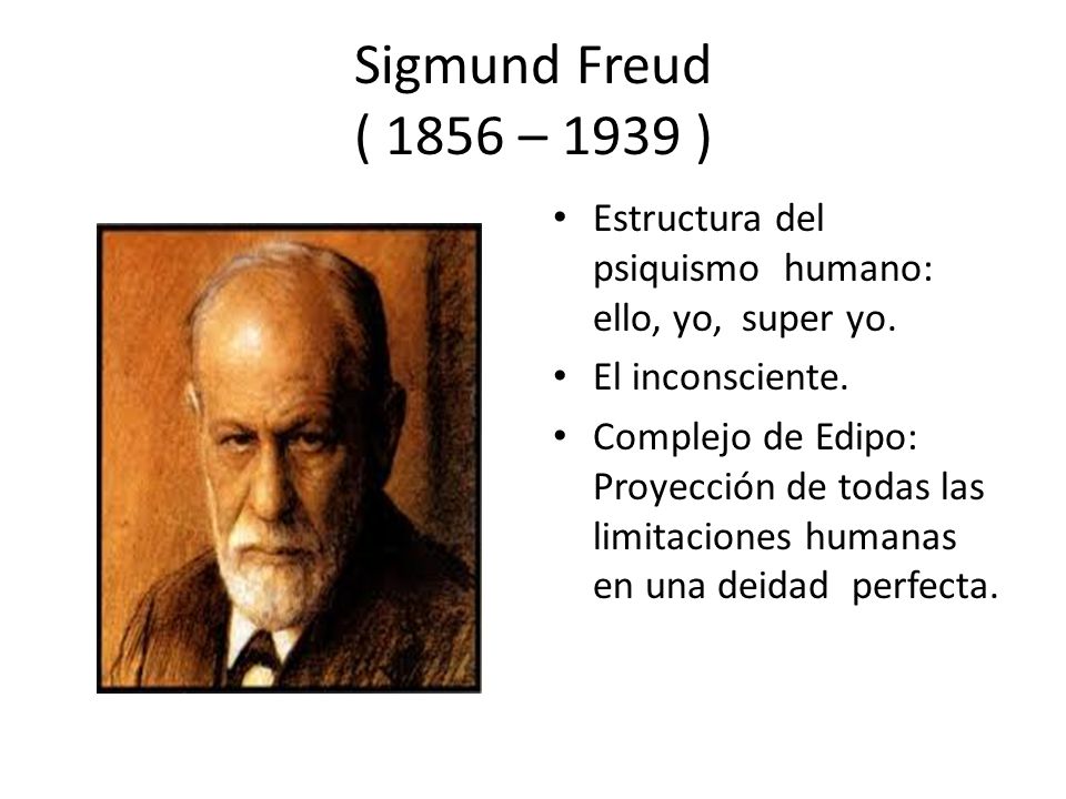 Sigmund Freud ( 1856 – 1939 ) Estructura del psiquismo humano: ello, yo, super yo. El inconsciente.