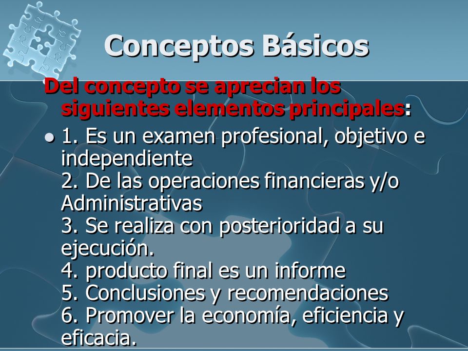 Conceptos Básicos Del concepto se aprecian los siguientes elementos principales: