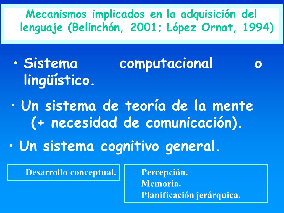 Un sistema de teoría de la mente (+ necesidad de comunicación).
