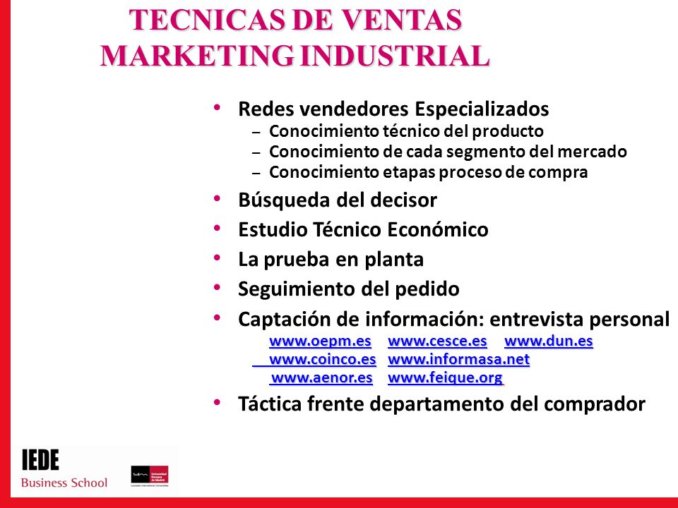 OBJETIVOS DEL ESTUDIO Conceptos básicos del Marketing B2B
