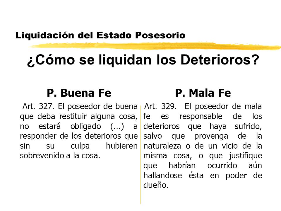 Liquidación del Estado Posesorio