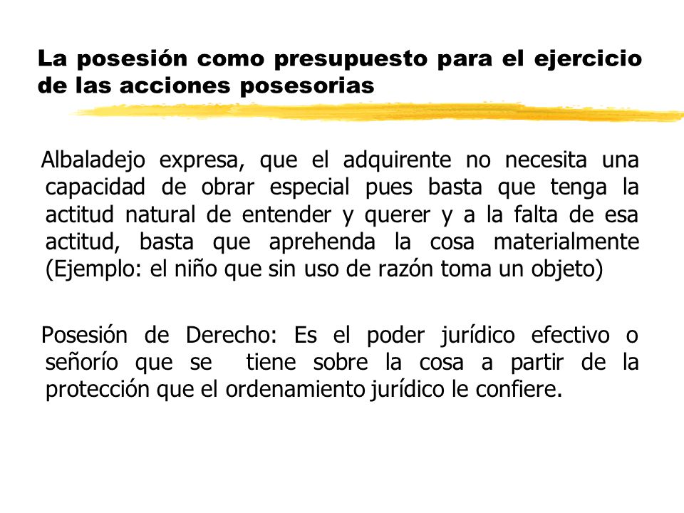La posesión como presupuesto para el ejercicio de las acciones posesorias