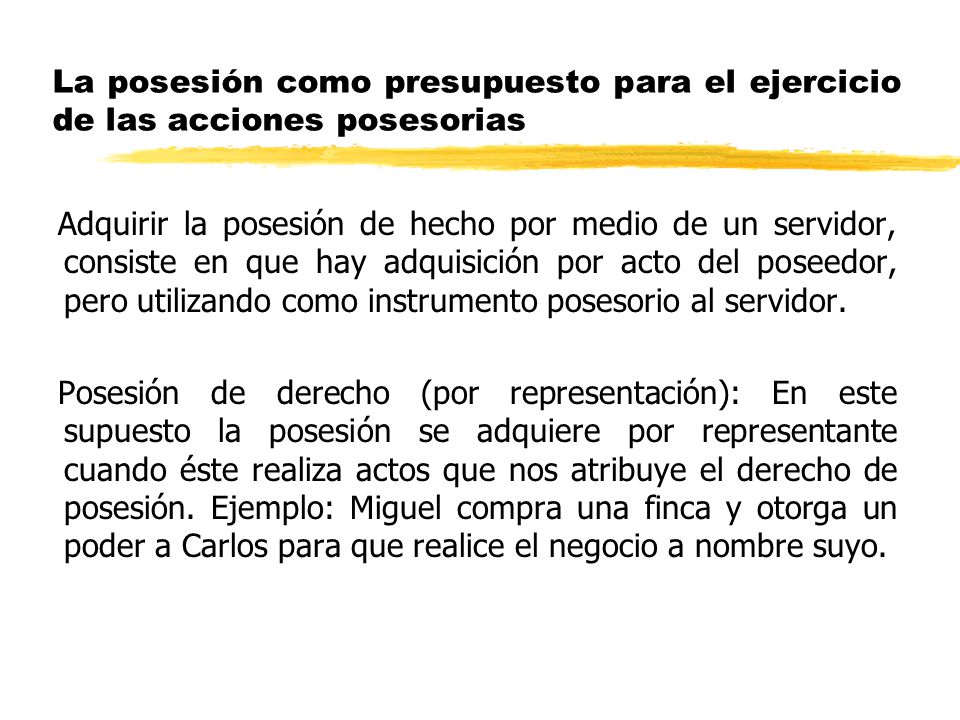 La posesión como presupuesto para el ejercicio de las acciones posesorias