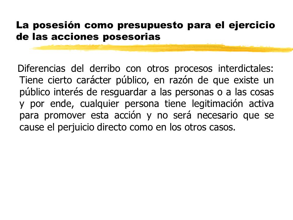 La posesión como presupuesto para el ejercicio de las acciones posesorias