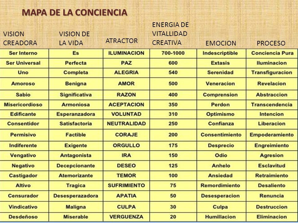 MAPA DE LA CONCIENCIA ENERGIA DE VITALLIDAD CREATIVA VISION CREADORA