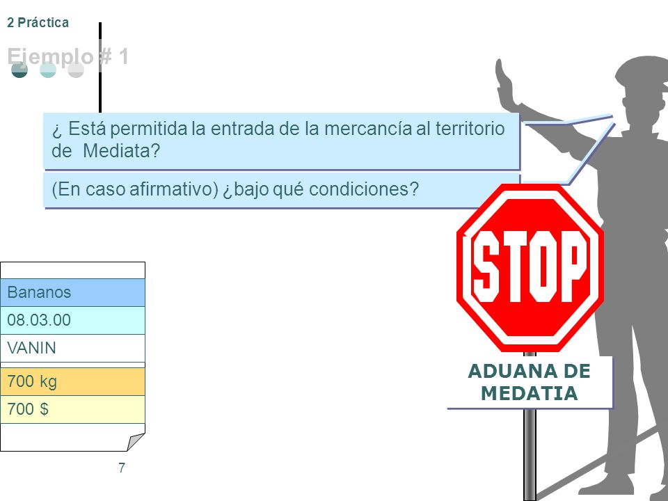 2 Práctica Ejemplo # 1. ¿ Está permitida la entrada de la mercancía al territorio de Mediata (En caso afirmativo) ¿bajo qué condiciones