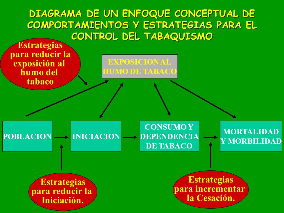 DIAGRAMA DE UN ENFOQUE CONCEPTUAL DE COMPORTAMIENTOS Y ESTRATEGIAS PARA EL CONTROL DEL TABAQUISMO