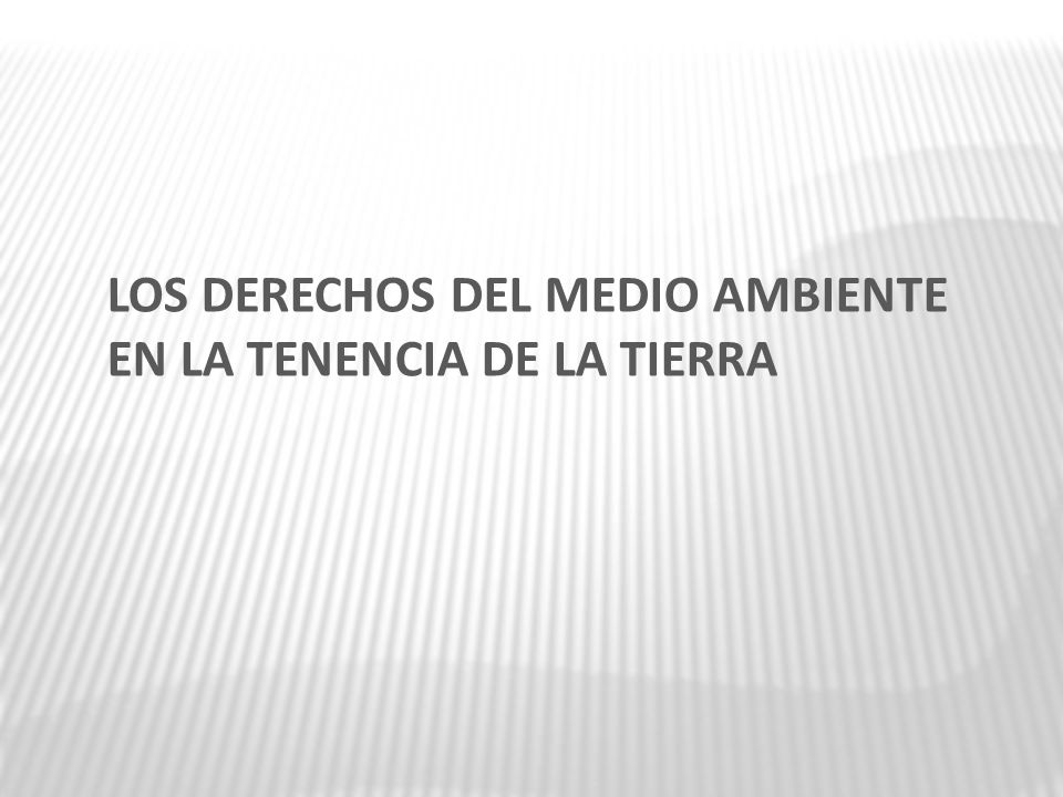 LOS DERECHOS DEL MEDIO AMBIENTE EN LA TENENCIA DE LA TIERRA