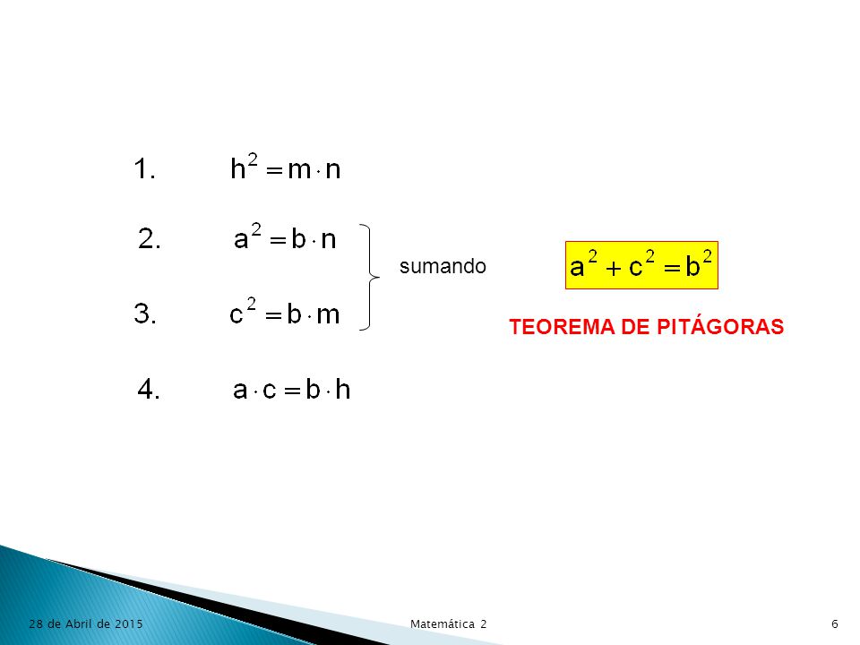 sumando TEOREMA DE PITÁGORAS 14 de abril de 2017 Matemática 2