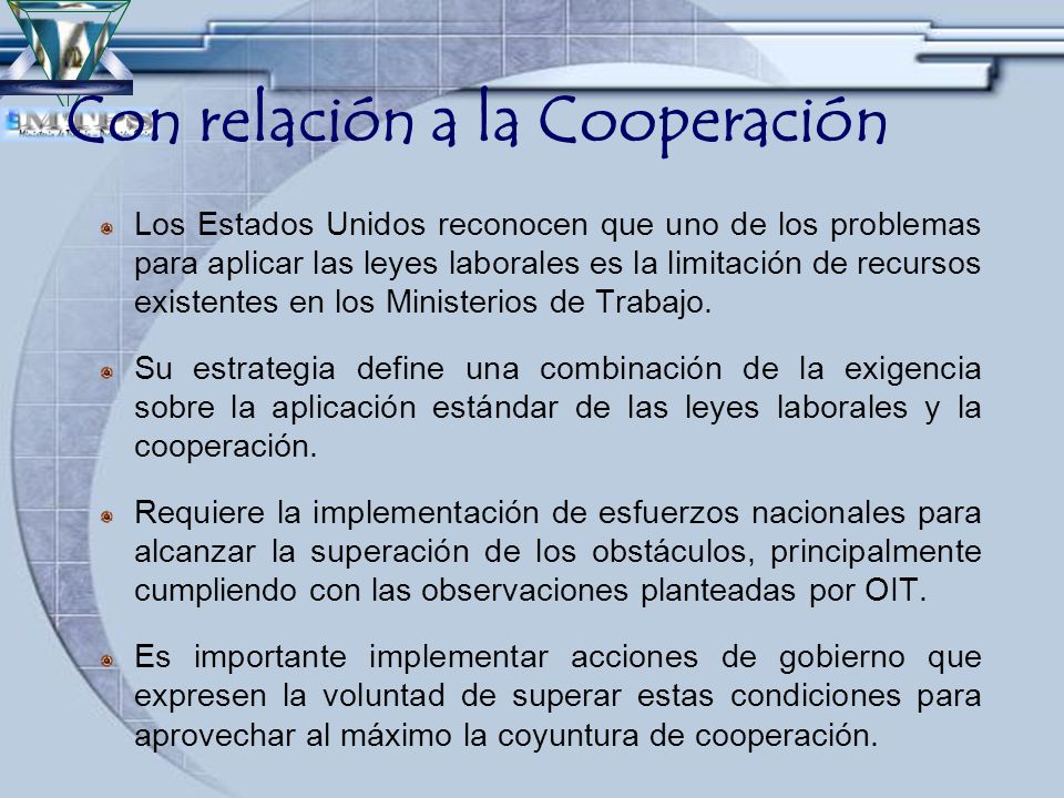 Con relación a la Cooperación