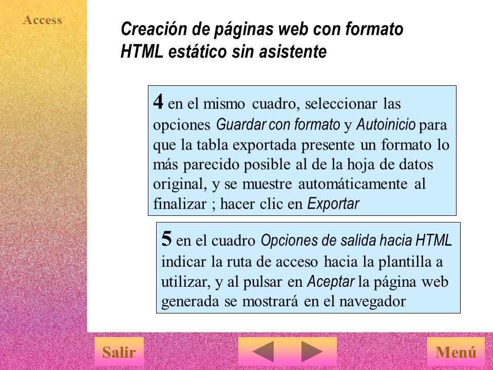 Creación de páginas web con formato HTML estático sin asistente