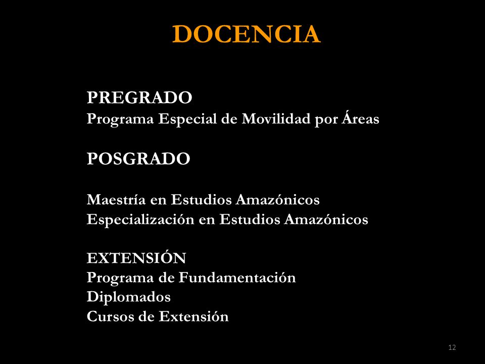 DOCENCIA PREGRADO POSGRADO Programa Especial de Movilidad por Áreas